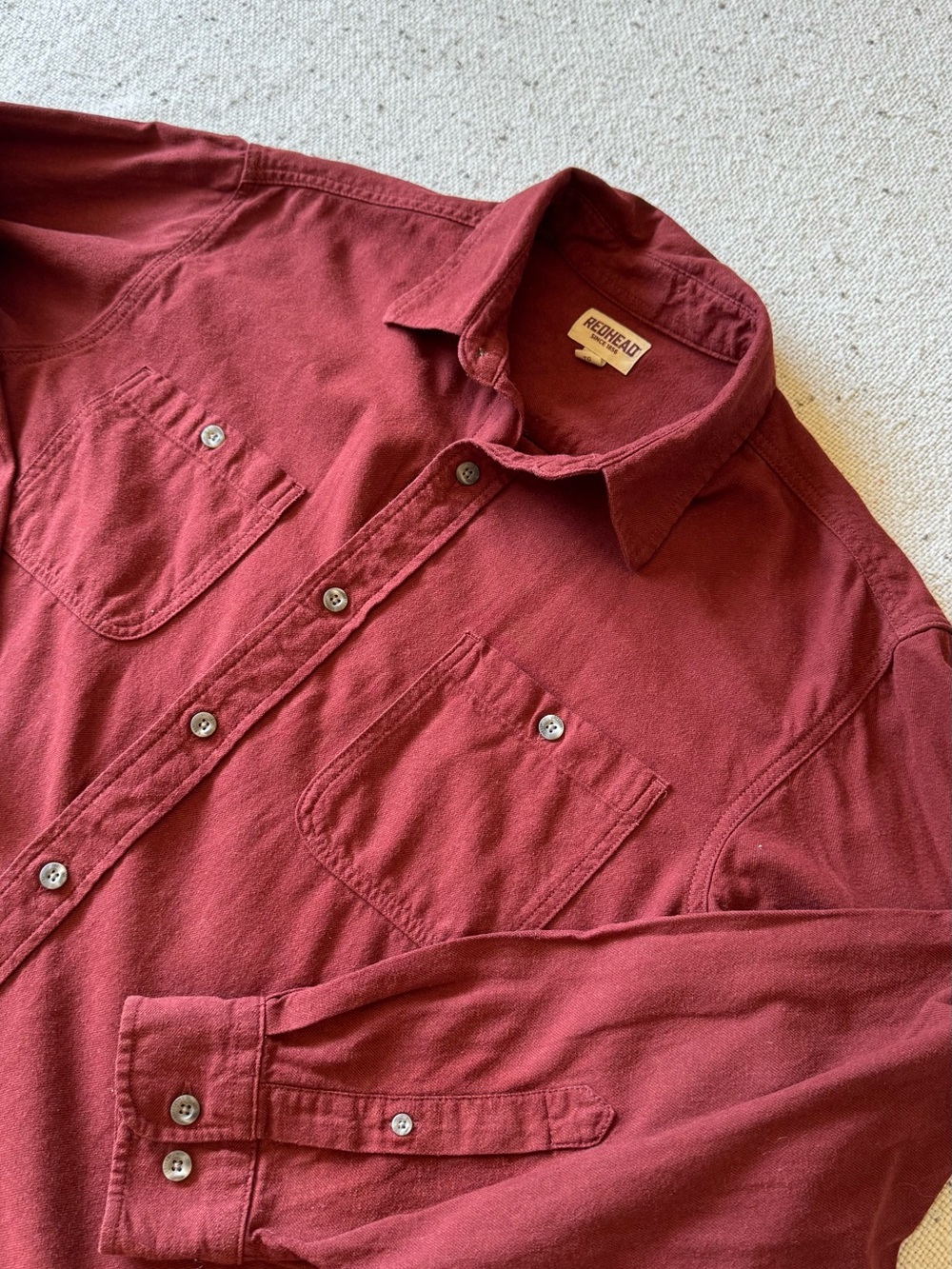 RedHead Men’s Burgundy Flannel Button Front Shirt Long Sleeve Workwear Outdoor